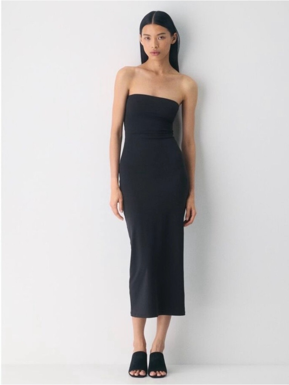 ARITZIA Contour Enrapture Strapless Black Maxi Tube Dress NWOT sz M